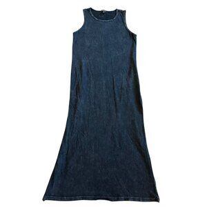 Beyond Yoga Sleeveless Maxi Dress 100% Cotton Dark Grey Stretch Sz Small Women's